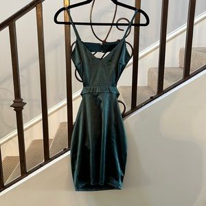 Windsor Emerald Green Spaghetti Strapped Dress with Open Back